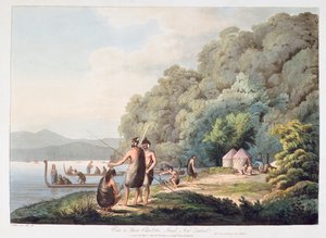 Uitzicht in Queen Charlottes Sound, Nieuw-Zeeland, uit Views in the South Seas, 1809